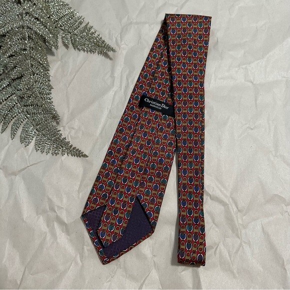 Christian Dior CD Monogram Logo Print Silk Neck Tie - Picture 13 of 13